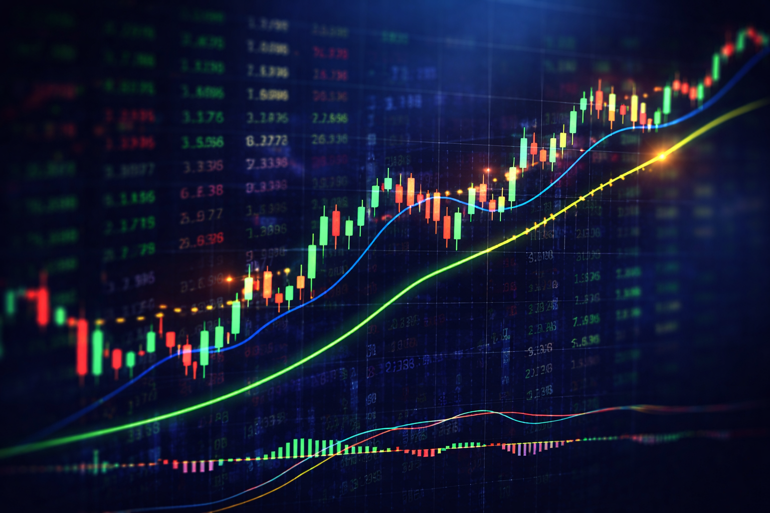 Candlestick trading chart visual for futures trading